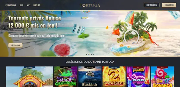 capture d'écran inscription tortuga casino